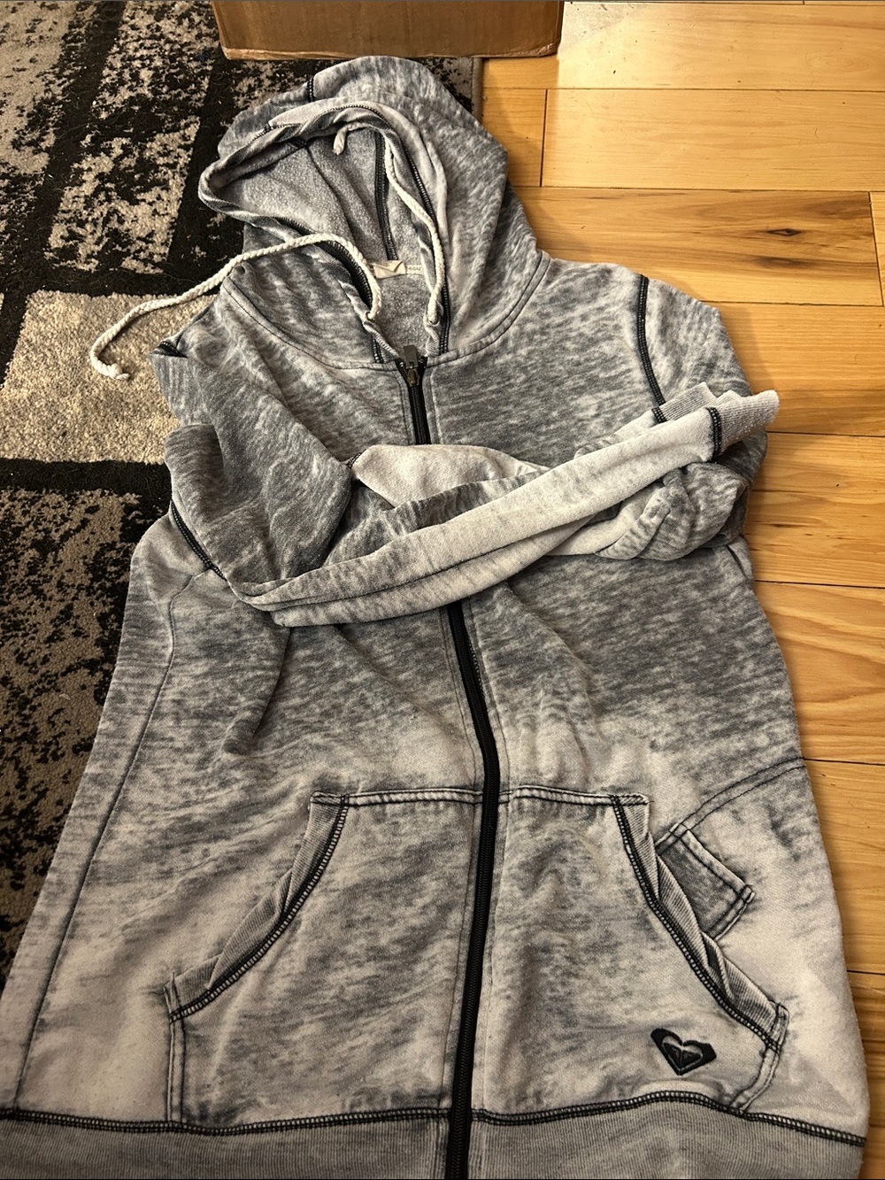 Roxy Women's Gray Washed Bomber Zip Hoodie